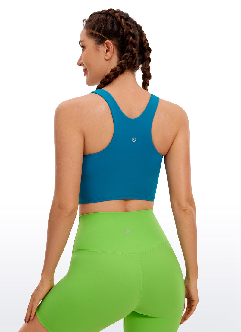 CRZ YOGA Dames Yoga Lage Ondersteuning Butterluxe Tanktop Hoge Hals Racerback Supersonisch Blauw