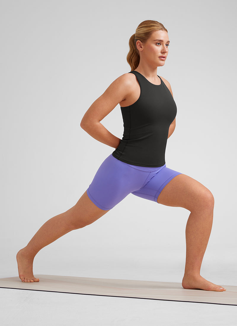 Camiseta de tirantes deportiva de cuello alto con sujetador incorporado Butterluxe para mujer CRZ YOGA Negro