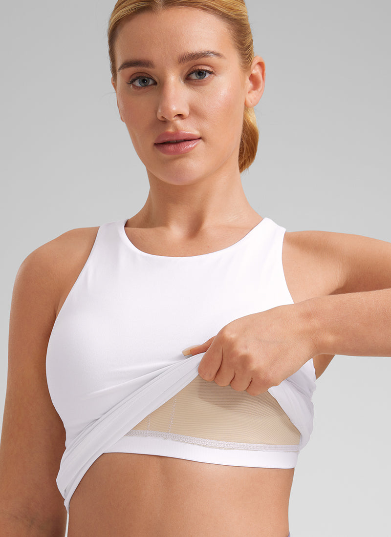 Camiseta de tirantes deportiva de cuello alto con sujetador incorporado Butterluxe para mujer CRZ YOGA Blanco