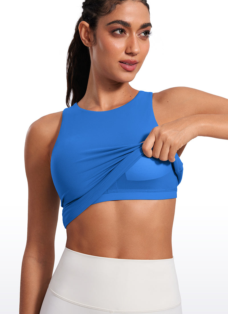 Camiseta de tirantes deportiva de cuello alto con sujetador incorporado Butterluxe para mujer CRZ YOGA Azul brillante
