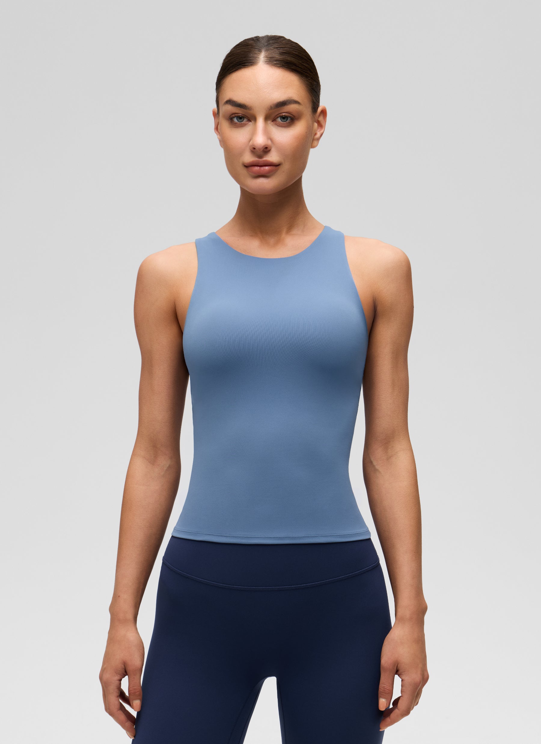 Camiseta de tirantes deportiva de cuello alto con sujetador incorporado Butterluxe para mujer CRZ YOGA Azul oasis