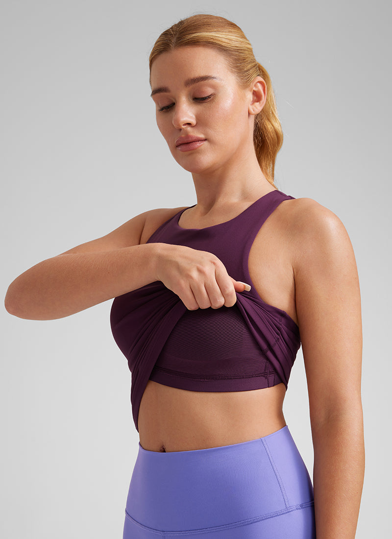 Camiseta de tirantes deportiva de cuello alto con sujetador incorporado Butterluxe para mujer CRZ YOGA Morado oscuro