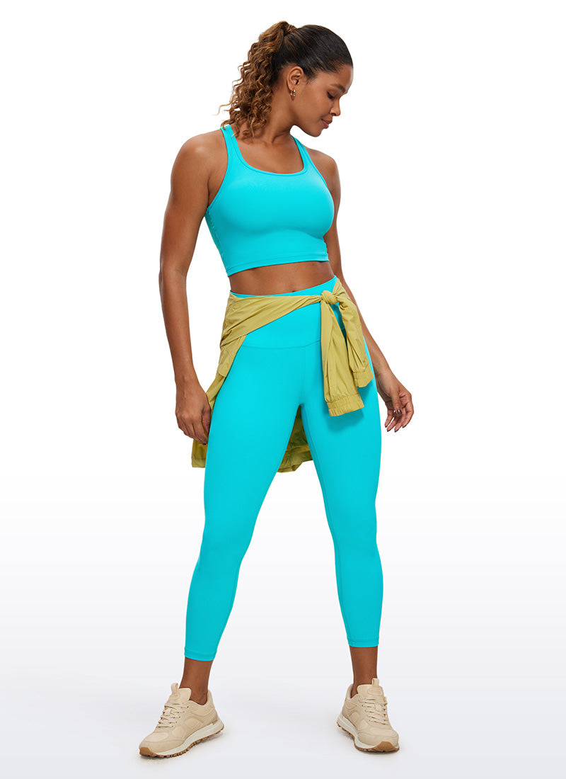 CRZ YOGA Dames Yoga Laag ondersteunende Butterluxe Scoop Neck Bra Y-Back Spectral Blue