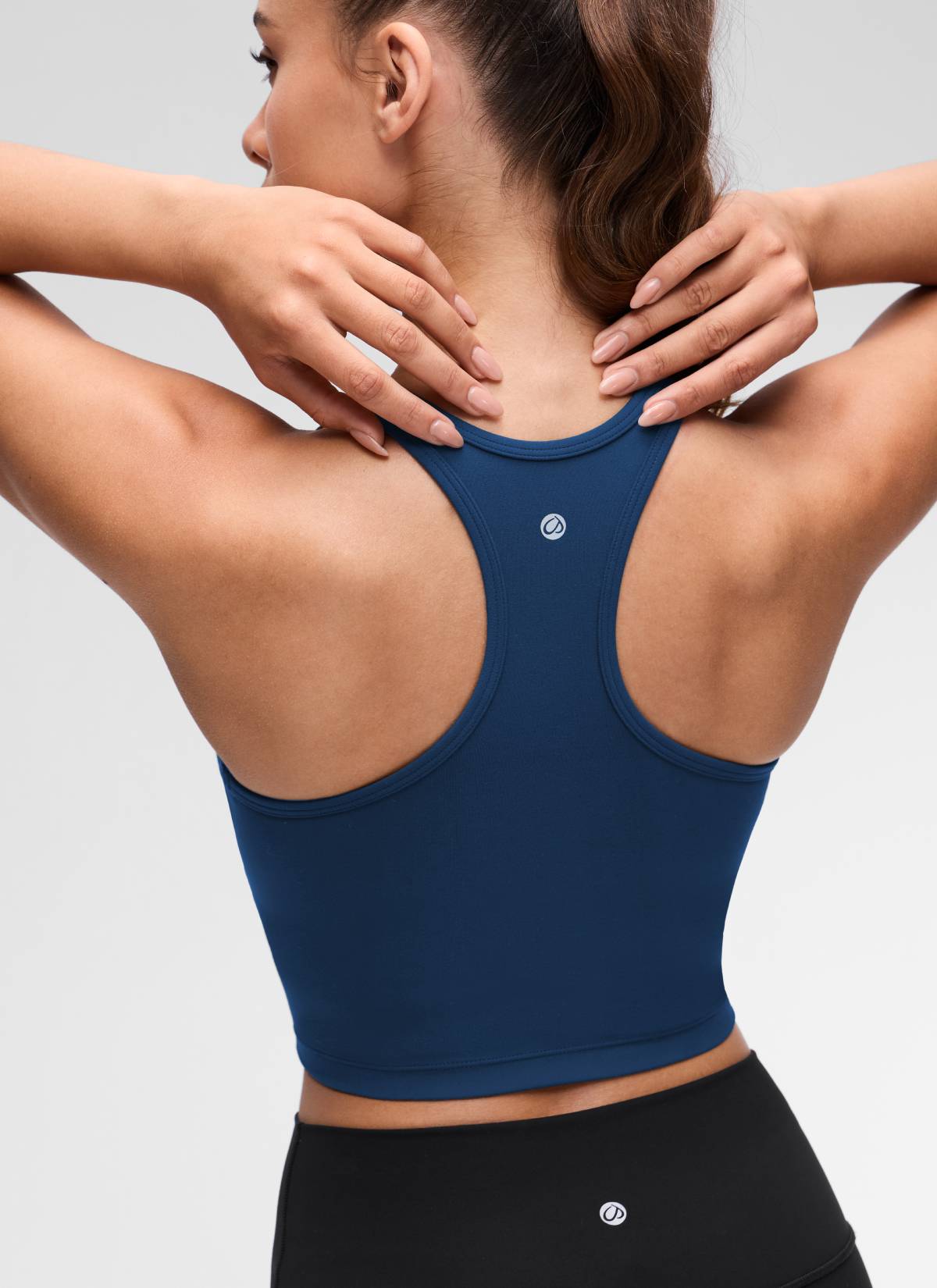 CRZ YOGA da donna Yoga Reggiseno Butterluxe con scollo rotondo e schiena a Y a sostegno leggero Blu Navy Francese