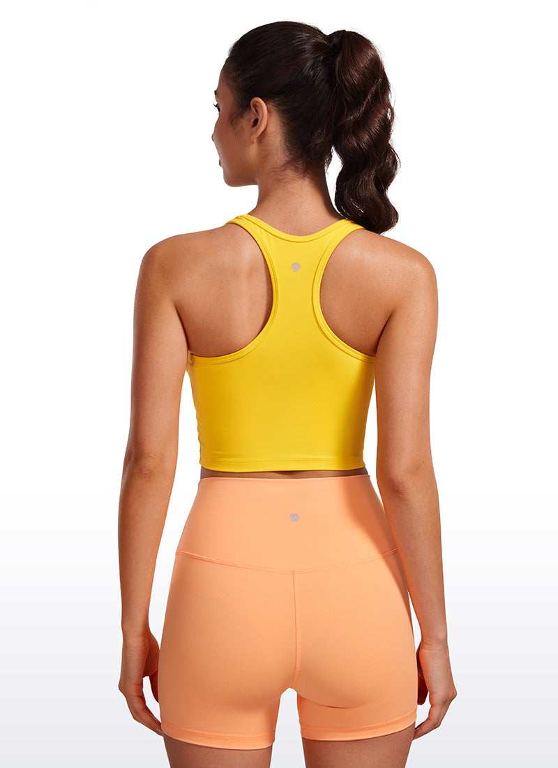 CRZ YOGA Dames Yoga Laag ondersteunende Butterluxe Scoop Neck Bra Y-Back High Visibility Yellow