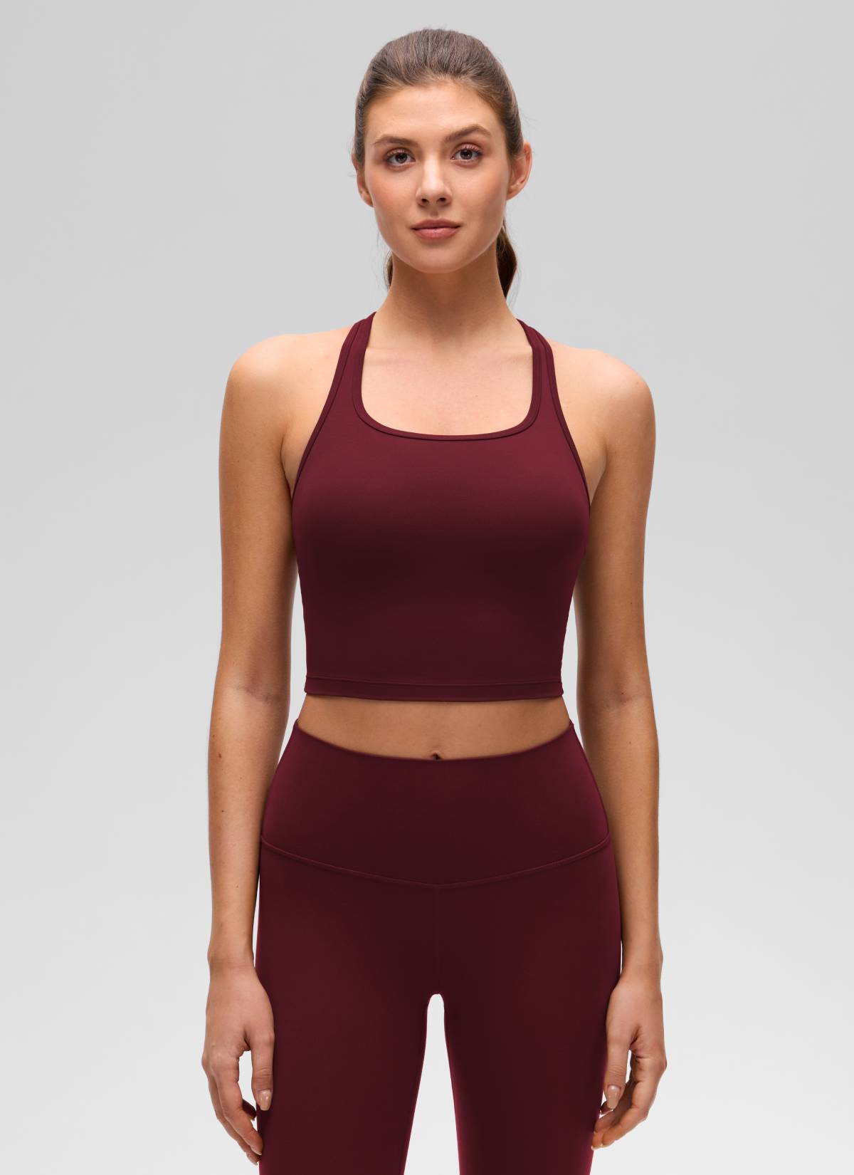 CRZ YOGA Reggiseno da yoga da donna con sostegno leggero Butterluxe, scollo a U e schiena a Y, Rosso Merlot