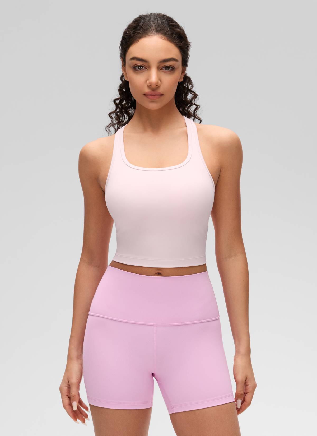 CRZ YOGA Reggiseno da yoga da donna con sostegno leggero Butterluxe, scollo a U e schiena a Y, Rosa Fragola