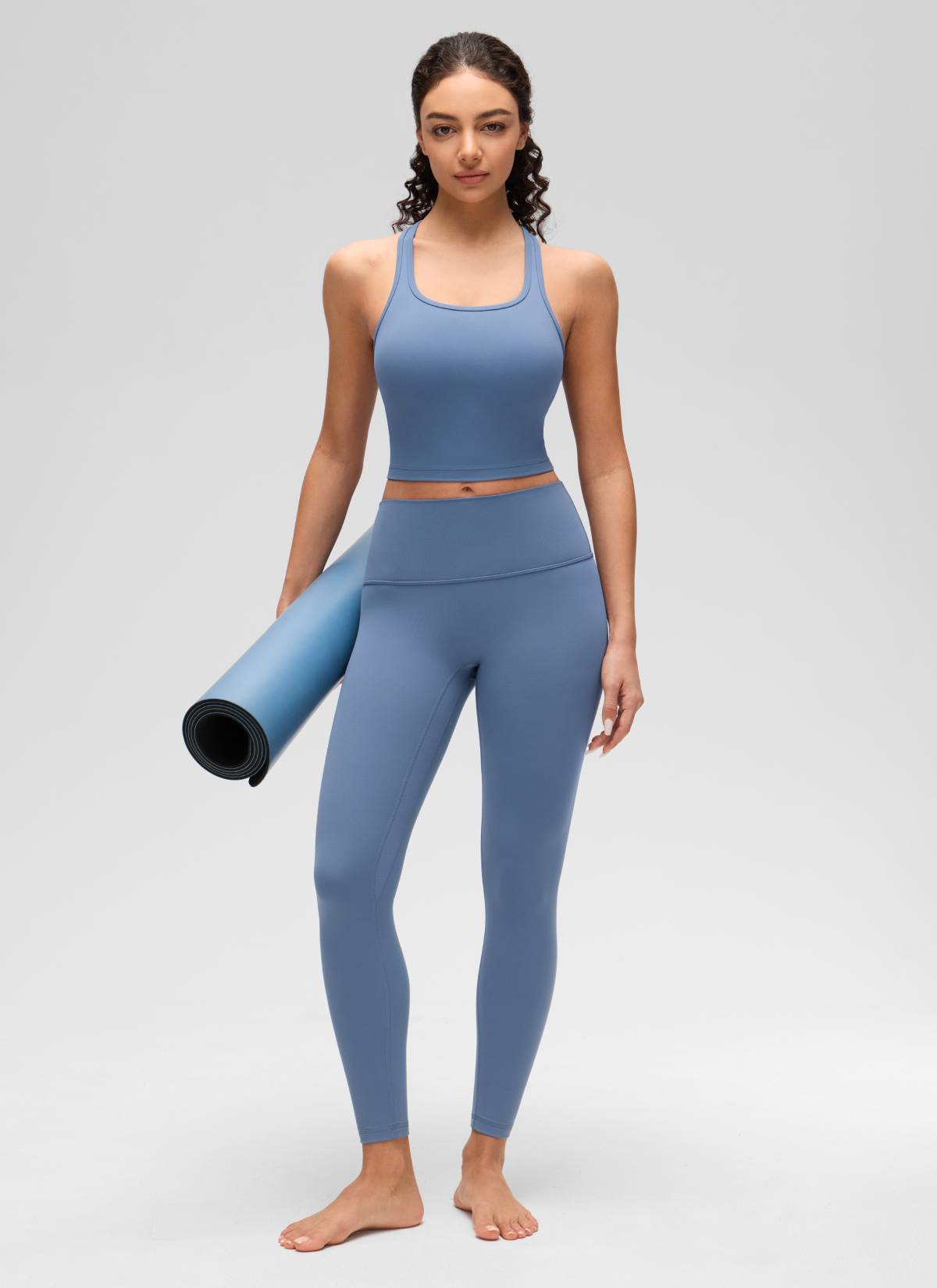 CRZ YOGA Women's Yoga Low support Butterluxe Scoop Neck Bra Y-Back Oasis Blue