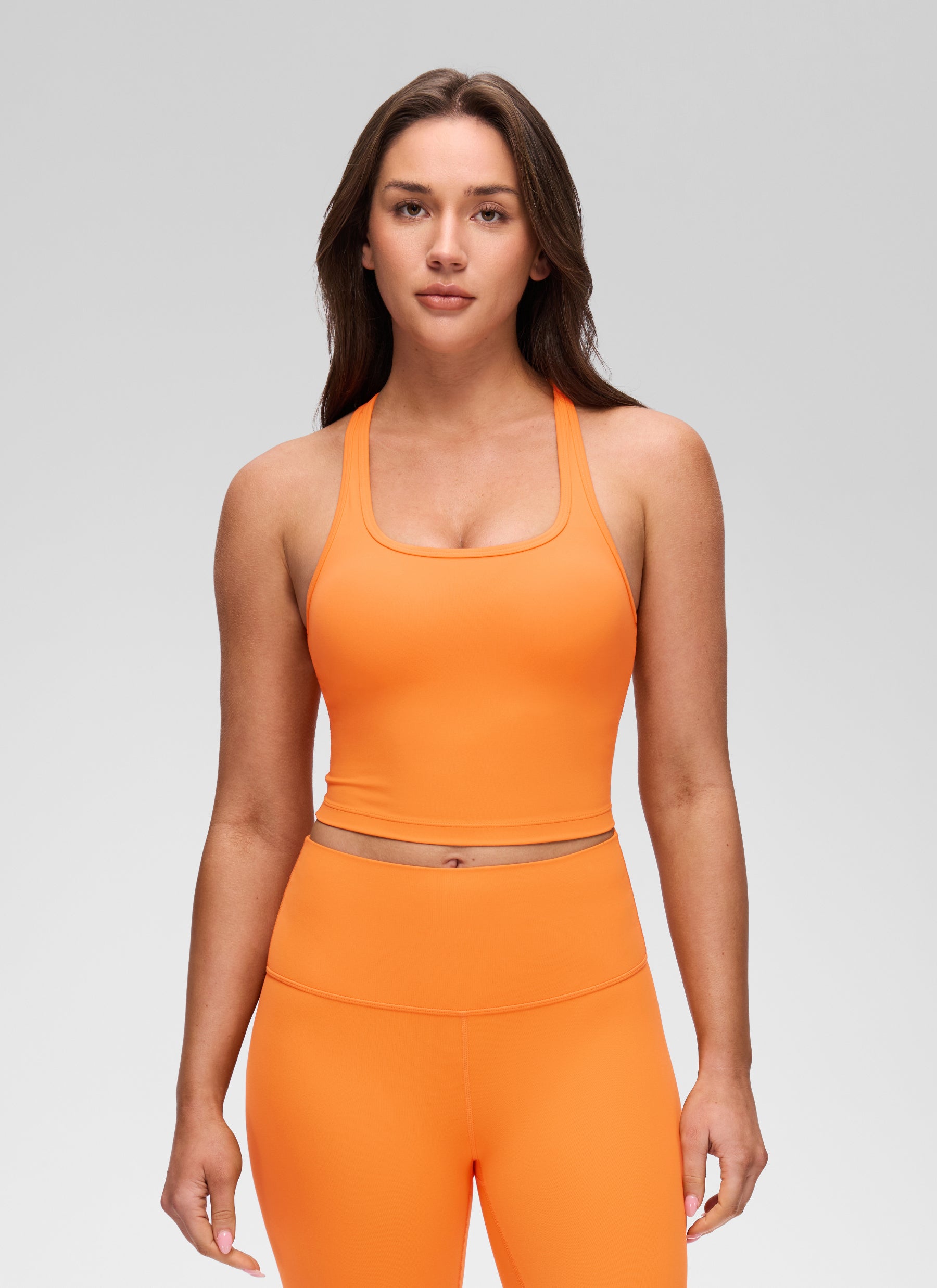 Reggiseno yoga da donna CRZ YOGA Butterluxe a basso supporto con scollo a U e schiena a Y, Arancione Tiger