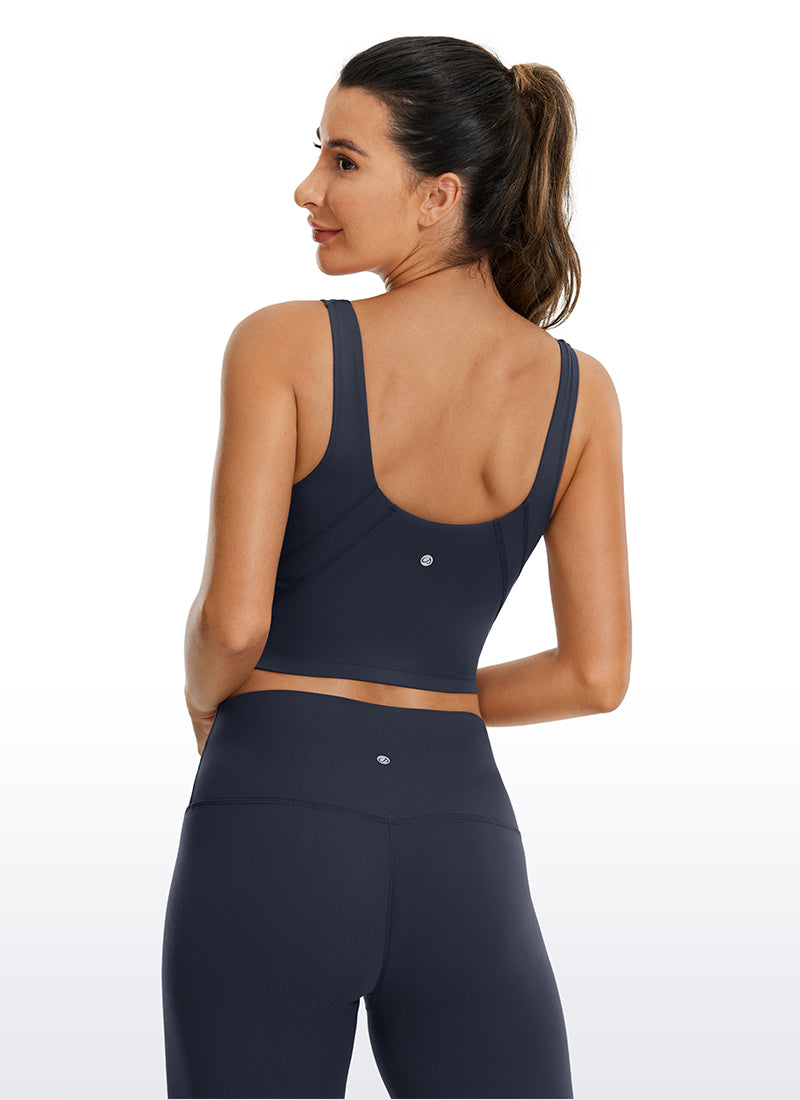 CRZ YOGA Dames Yoga Beha met lichte ondersteuning Butterluxe Longline U-rug Schemerblauw