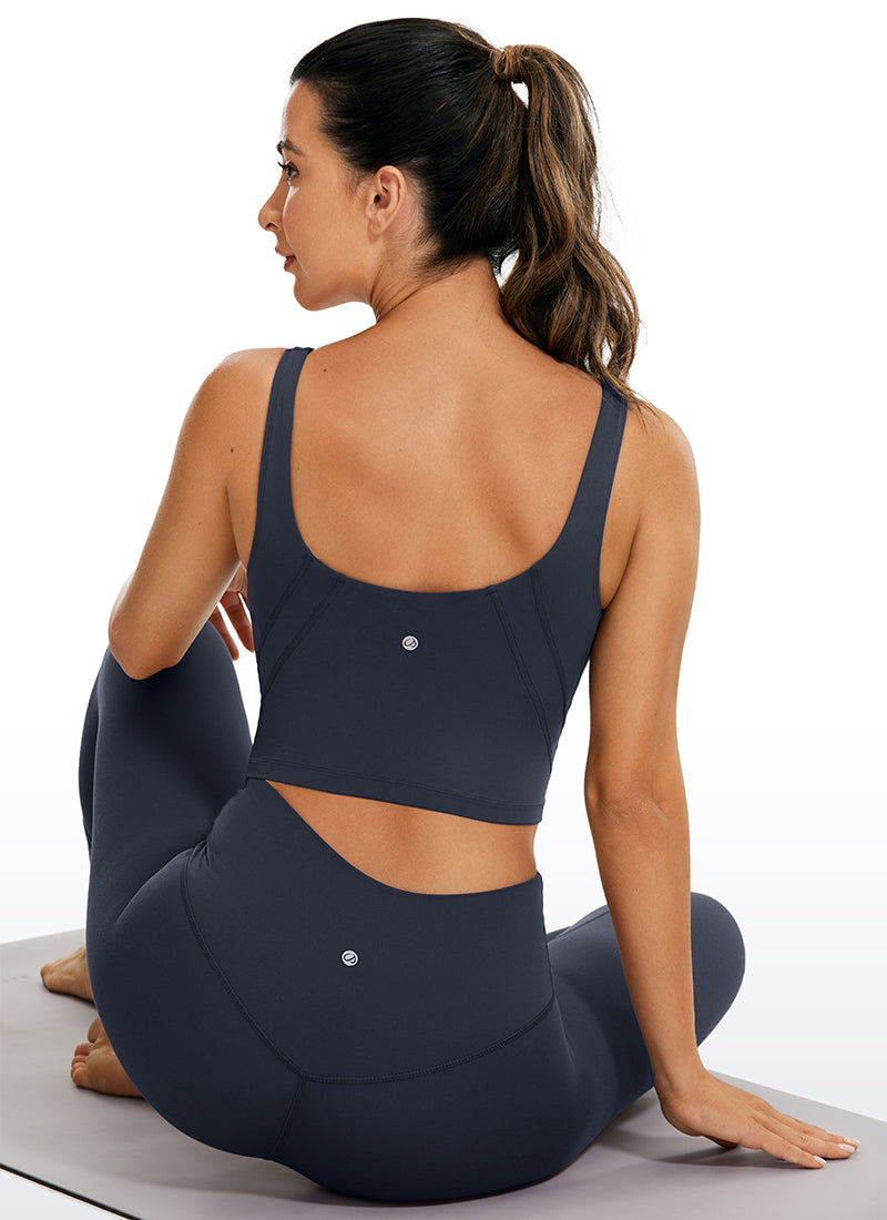 CRZ YOGA Dames Yoga Beha met lichte ondersteuning Butterluxe Longline U-rug Schemerblauw