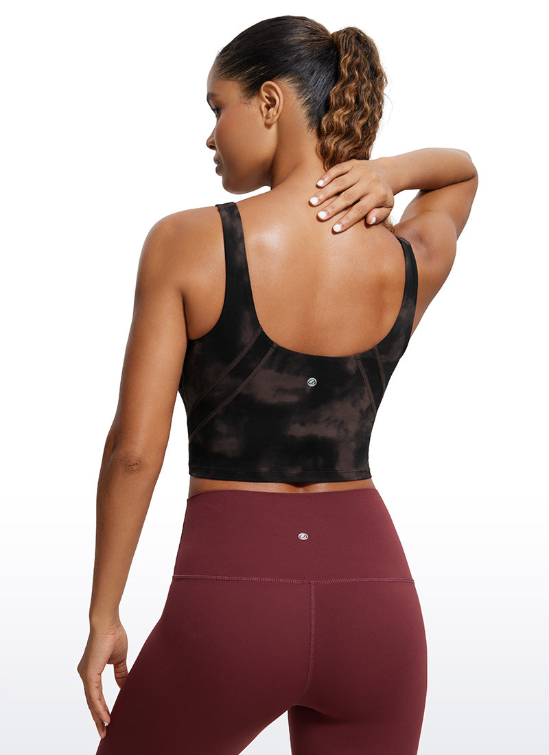 CRZ YOGA Dames Yoga Lang model Butterluxe Sportbeha met lichte ondersteuning U-rug Taupe Tie Dye Bloemen