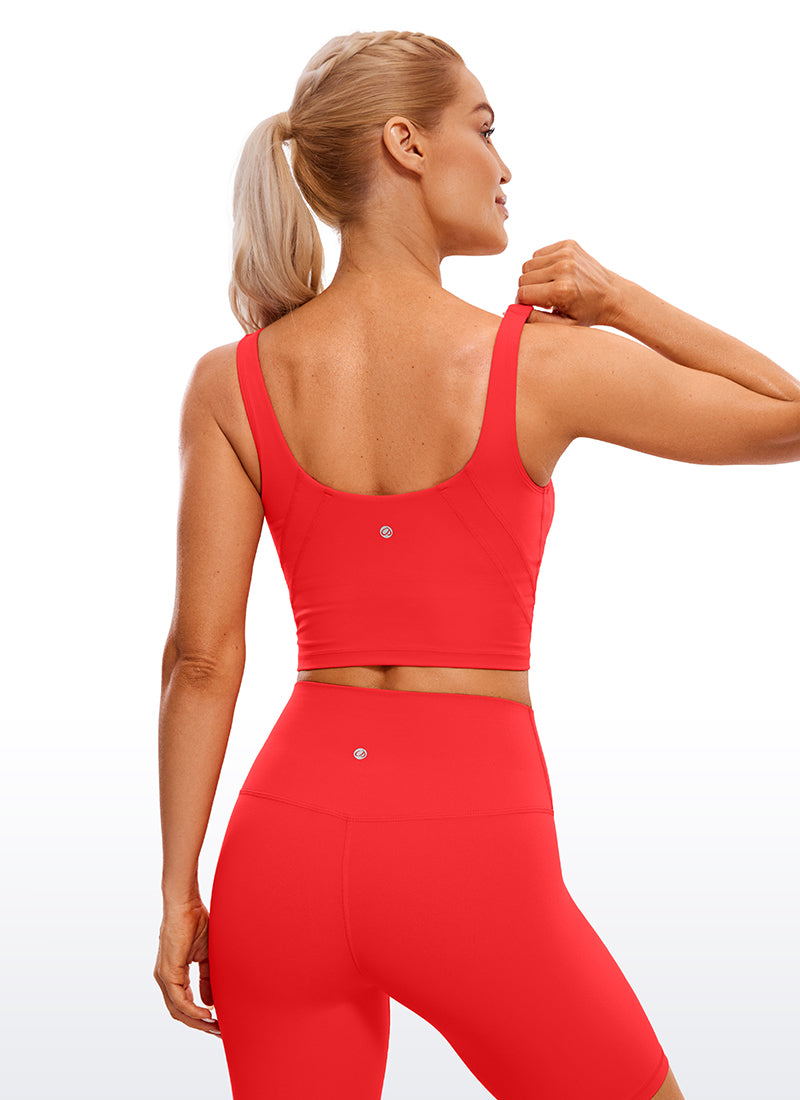 CRZ YOGA Dames Yoga Lang model Butterluxe Sportbeha met lichte ondersteuning U-rug Dieprood