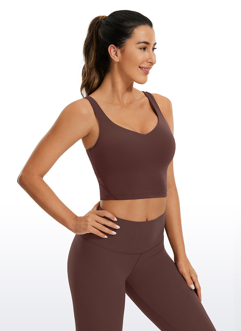 CRZ YOGA Dames Yoga Low Support Butterluxe Longline Bralette U-rug Taupe