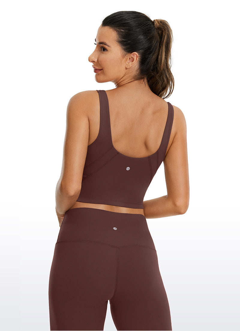 CRZ YOGA Dames Yoga Low Support Butterluxe Longline Bralette U-rug Taupe