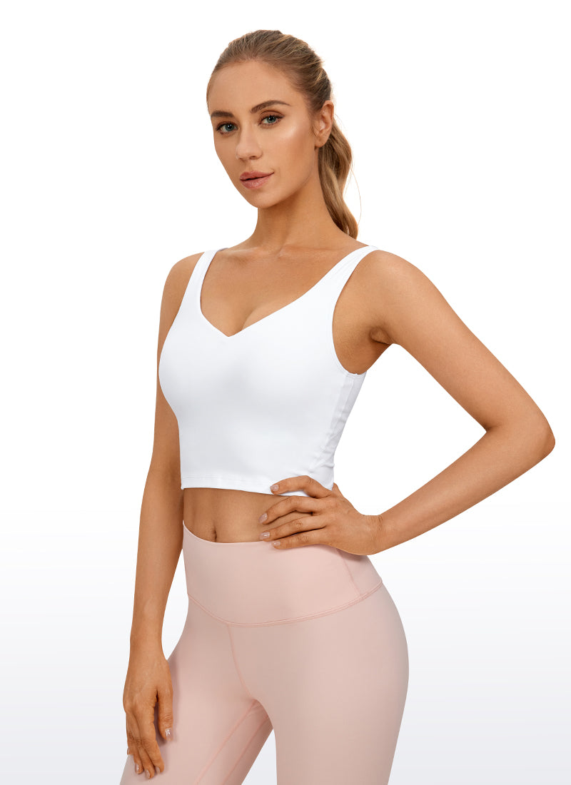 CRZ YOGA Dames Yoga Lang model Butterluxe Sportbeha met lichte ondersteuning U-rug Wit