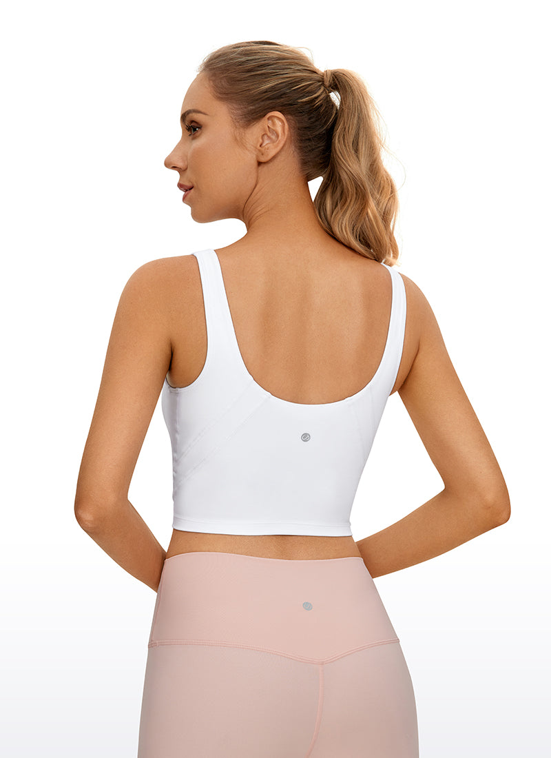 CRZ YOGA Dames Yoga Lang model Butterluxe Sportbeha met lichte ondersteuning U-rug Wit