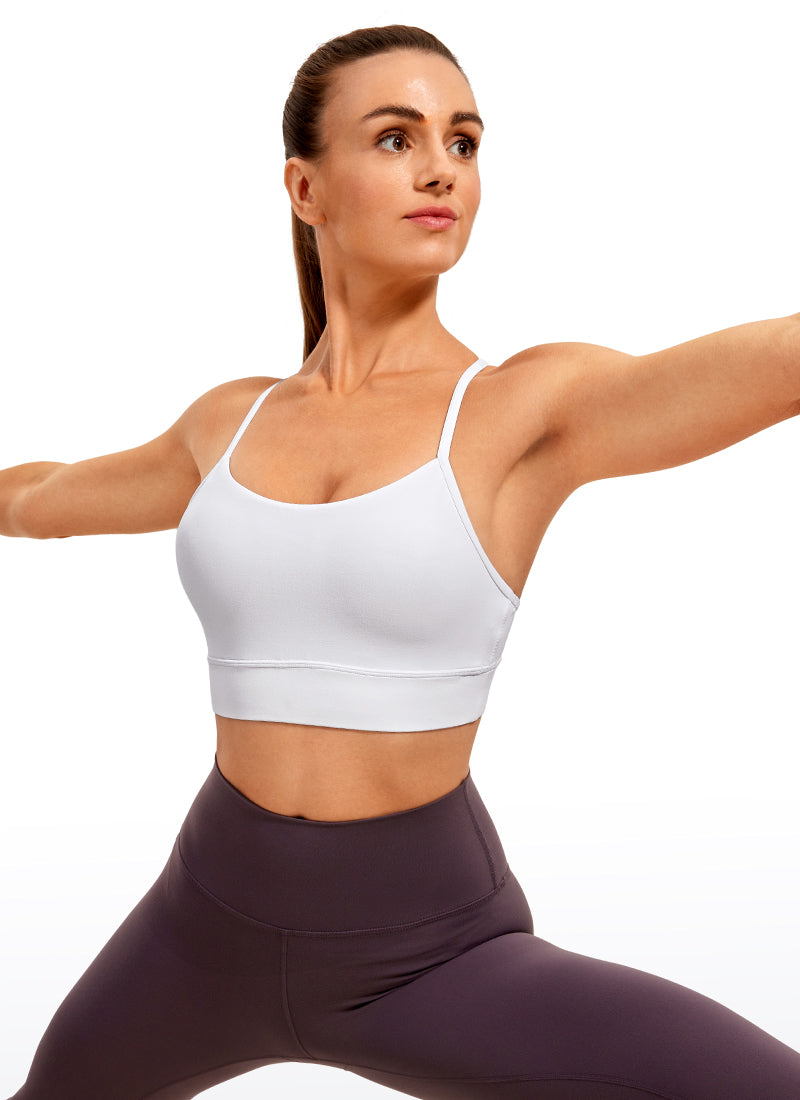 CRZ YOGA Women's Yoga Light Support Butterluxe Longline Bra Y-Back White @model_info:O