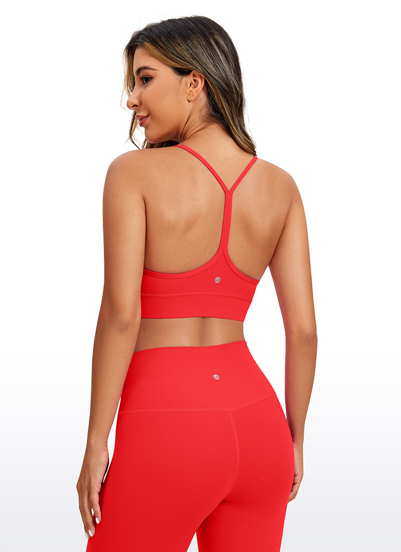 CRZ YOGA Women's Yoga Light Support Butterluxe Longline Bra Y-Back Deep Red @model_info:Gabe