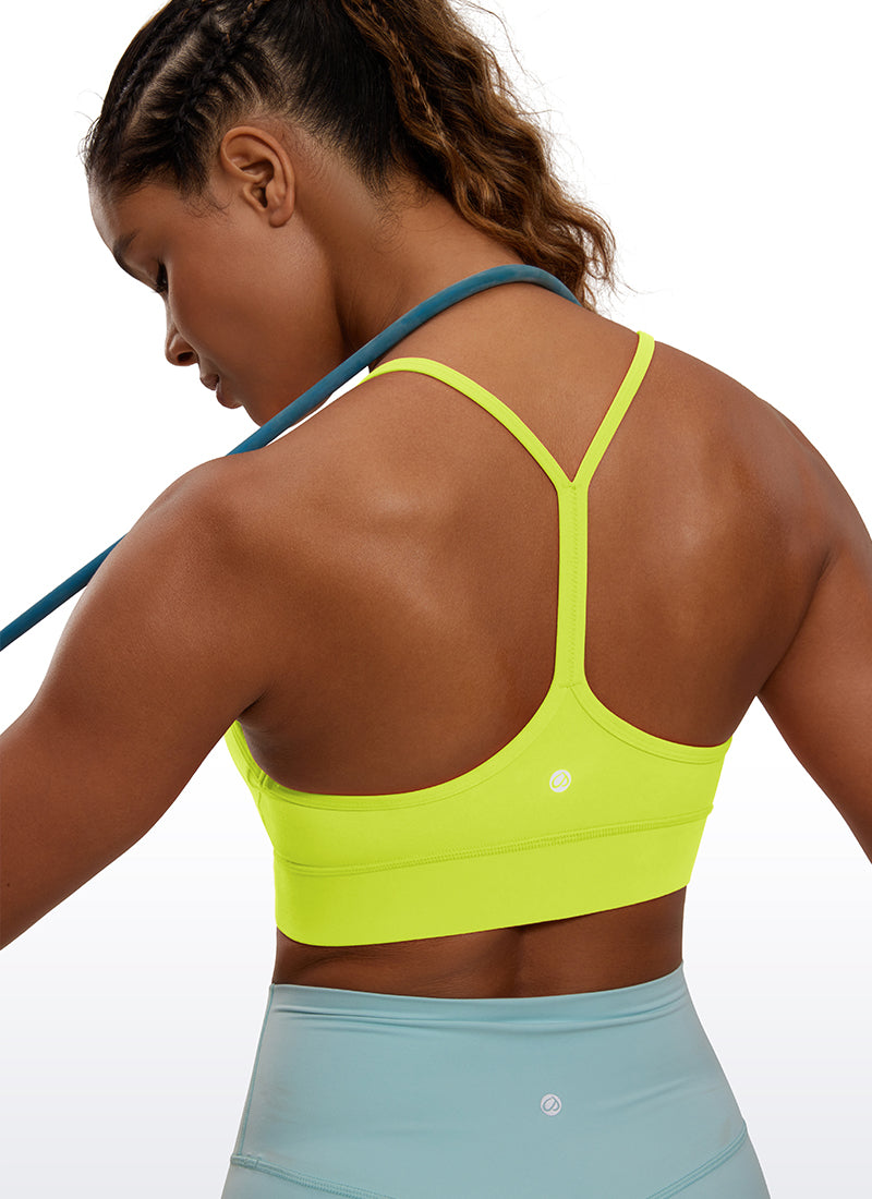 CRZ YOGA Women's Yoga Light Support Butterluxe Longline Bra Y-Back Neon Yellow @model_info:GI