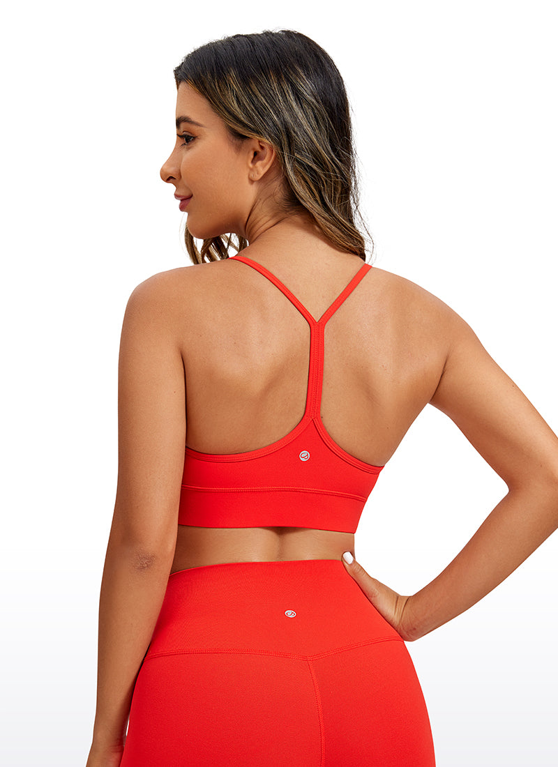 CRZ YOGA Women's Yoga Light Support Butterluxe Longline Bra Y-Back Dark Red
