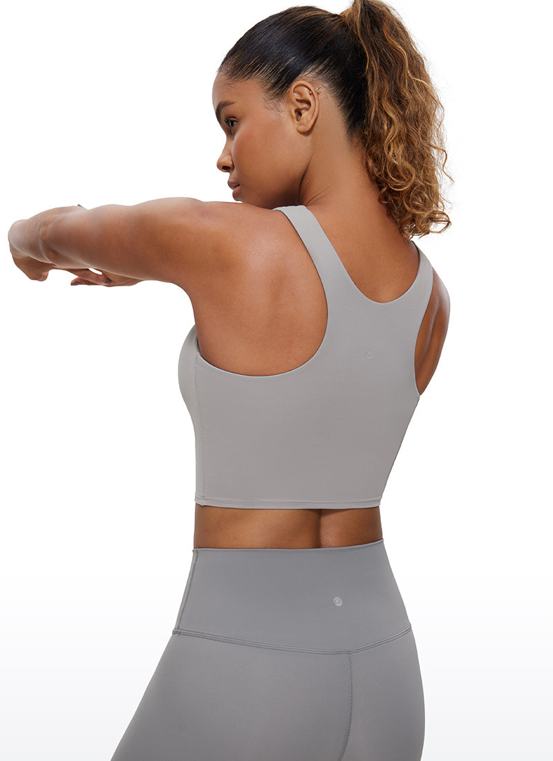 CRZ YOGA Dames Yoga Lage Ondersteuning Butterluxe Tanktop Hoge Hals Racerback Meeuwengrijs