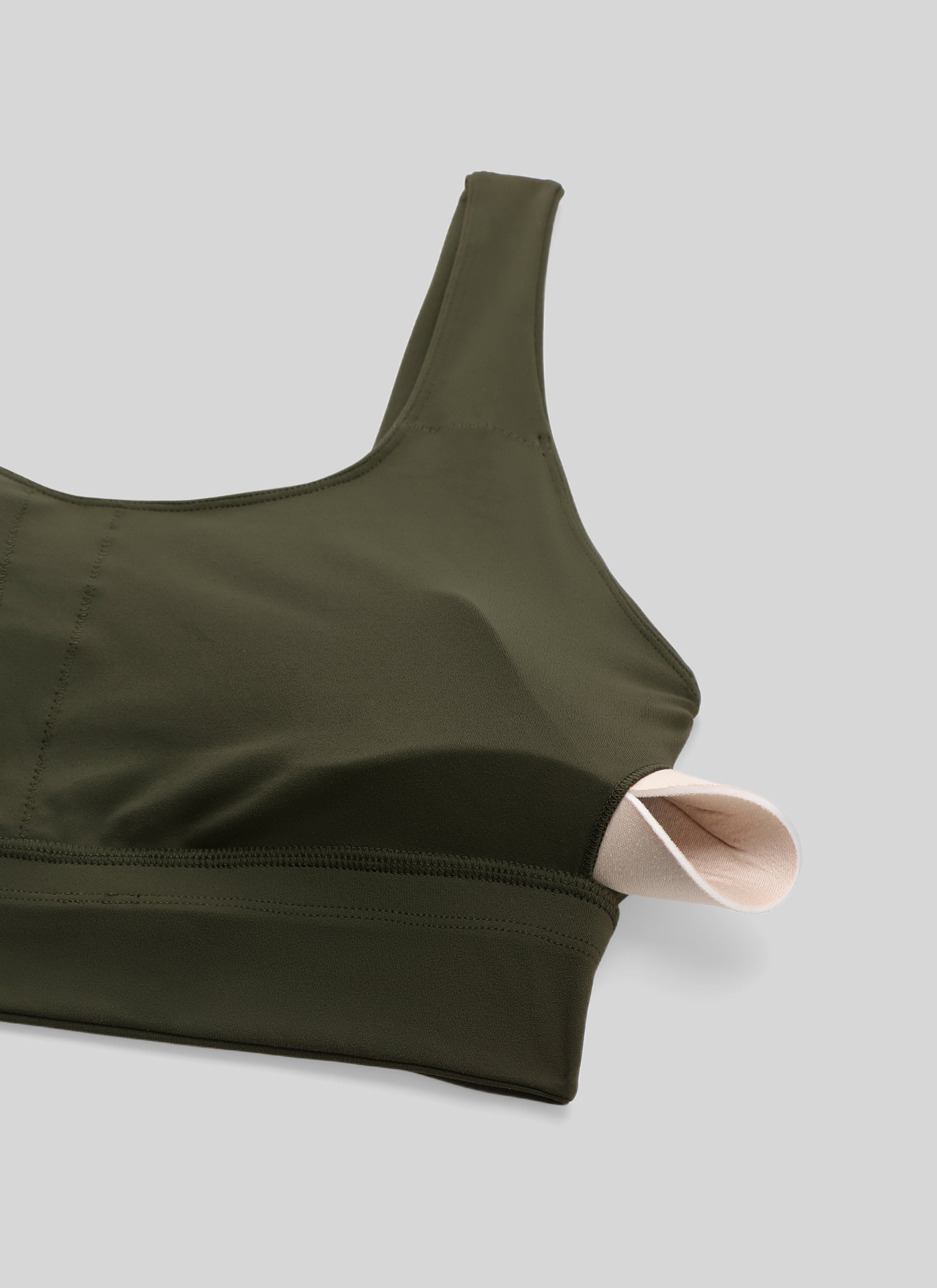CRZ YOGA Dames Yoga Sportbeha met lichte ondersteuning Butterluxe U-rug Longline Olijfgroen