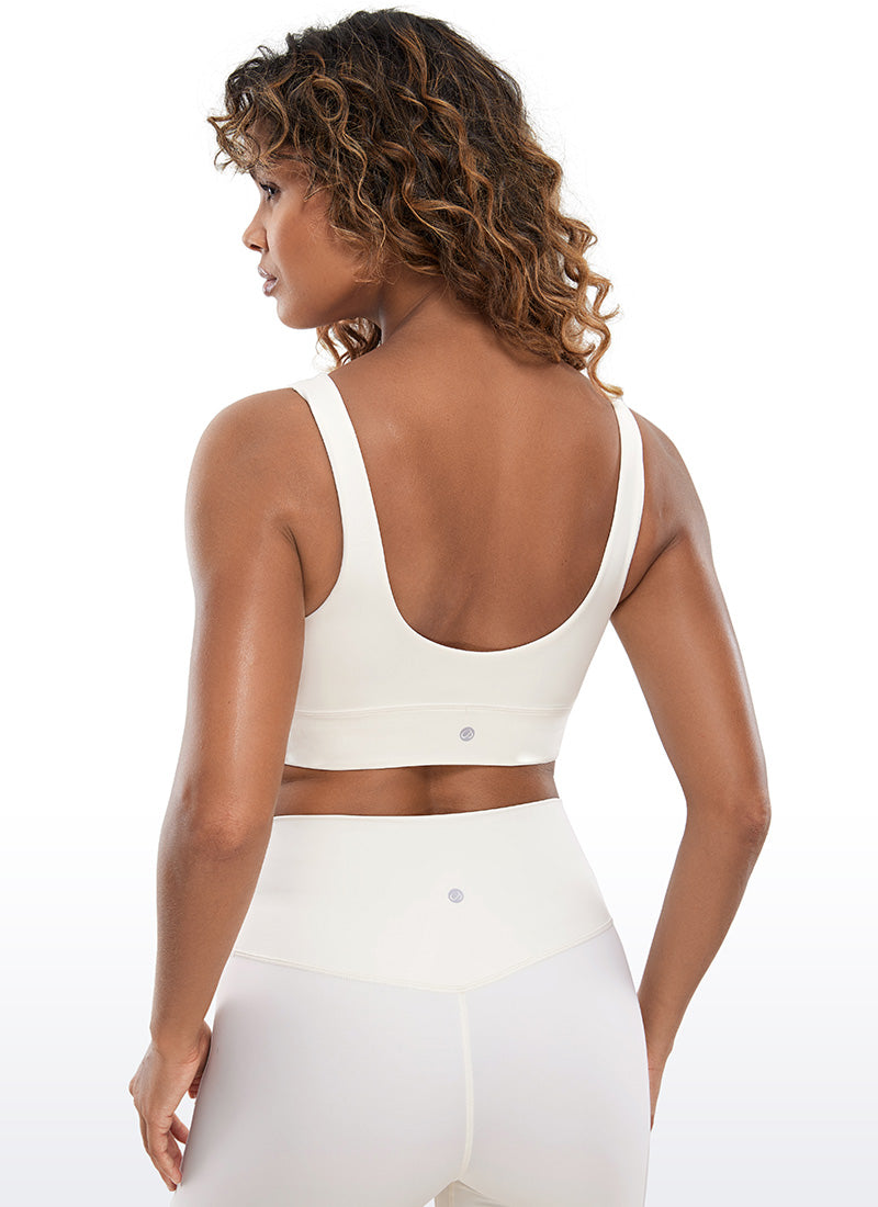 CRZ YOGA Women's Yoga Low Support Butterluxe Sport Bra U Back Longline White Apricot