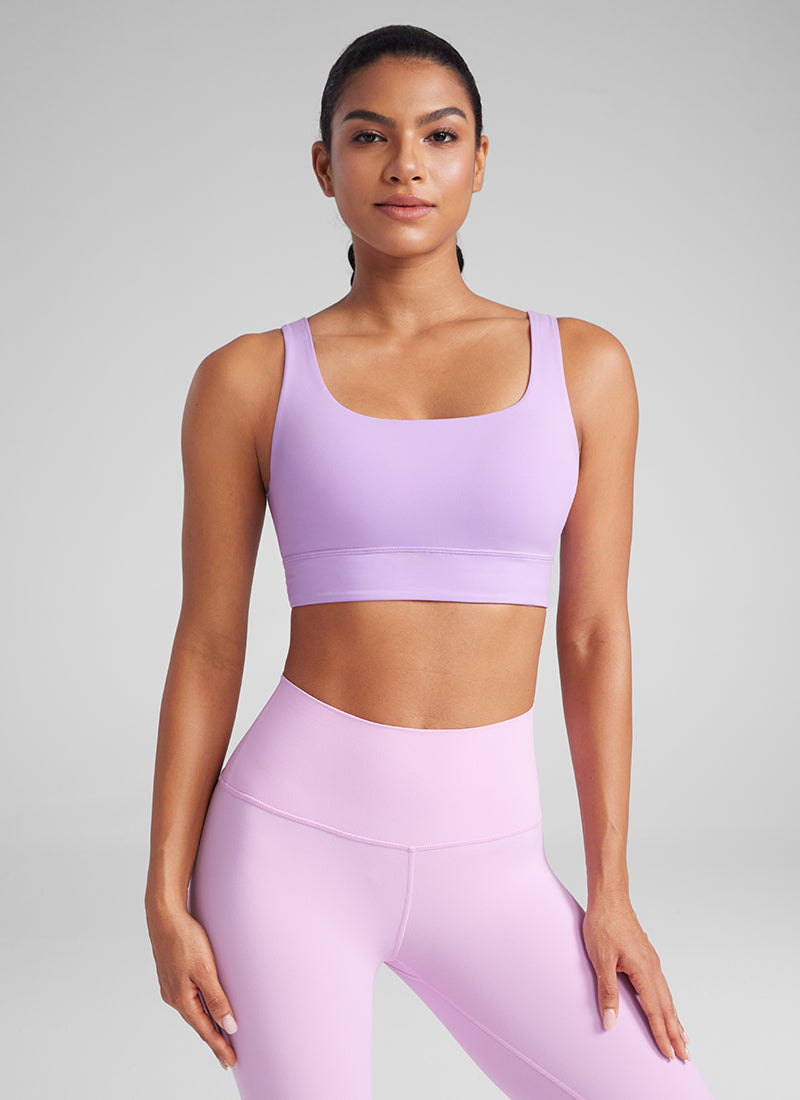 CRZ YOGA Dames Yoga Laagste Ondersteuning Butterluxe Sport BH U-rug Lang Model Elfin Purple