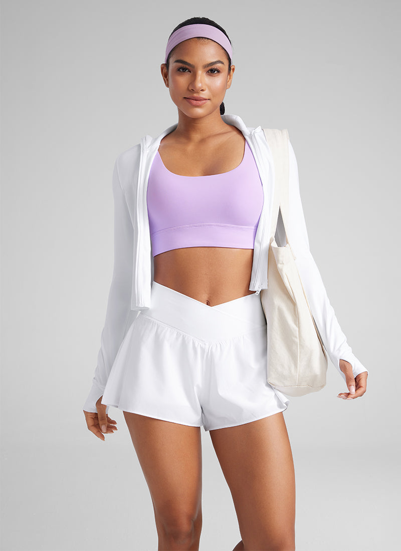 CRZ YOGA Dames Yoga Laagste Ondersteuning Butterluxe Sport BH U-rug Lang Model Elfin Purple