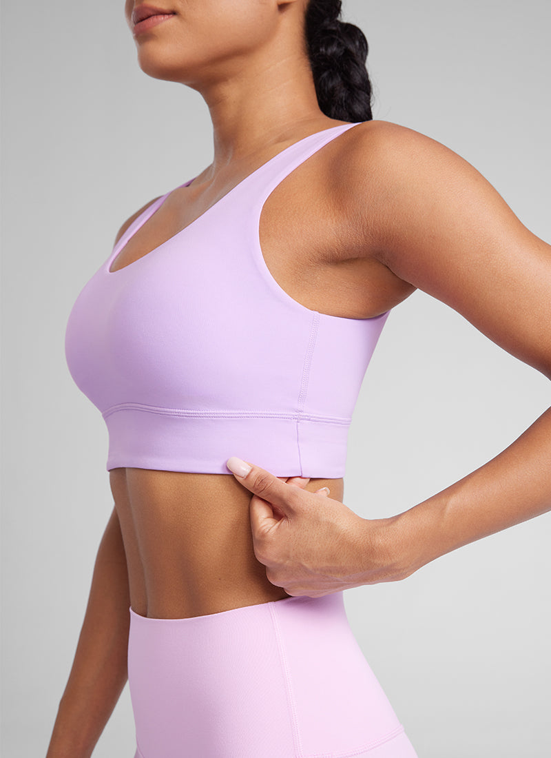 CRZ YOGA Dames Yoga Laagste Ondersteuning Butterluxe Sport BH U-rug Lang Model Elfin Purple