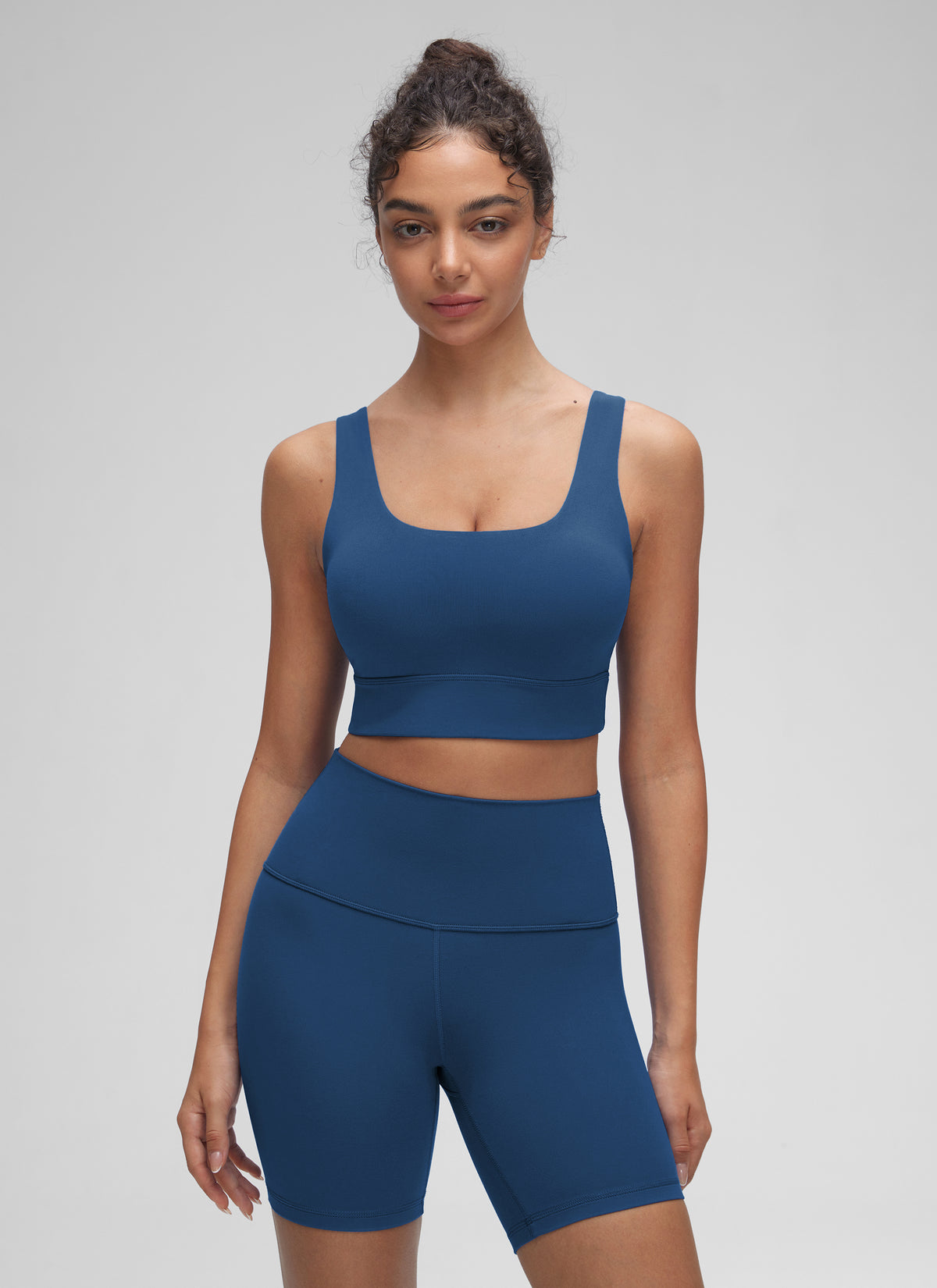CRZ YOGA Women's Yoga Low Support Butterluxe Sport Bra U Back Longline French Navy @model_info:Anano