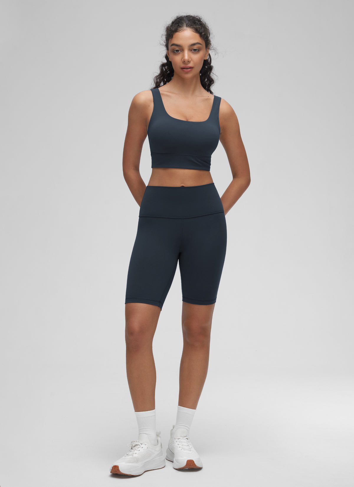 CRZ YOGA Women's Yoga Low Support Butterluxe Sport Bra U Back Longline True Navy @model_info:Anano
