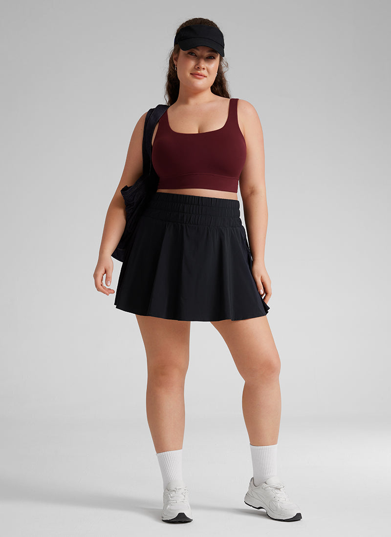 CRZ YOGA Women's Yoga Low Support Butterluxe Sport Bra U Back Longline Red Merlot @model_info:Victoria