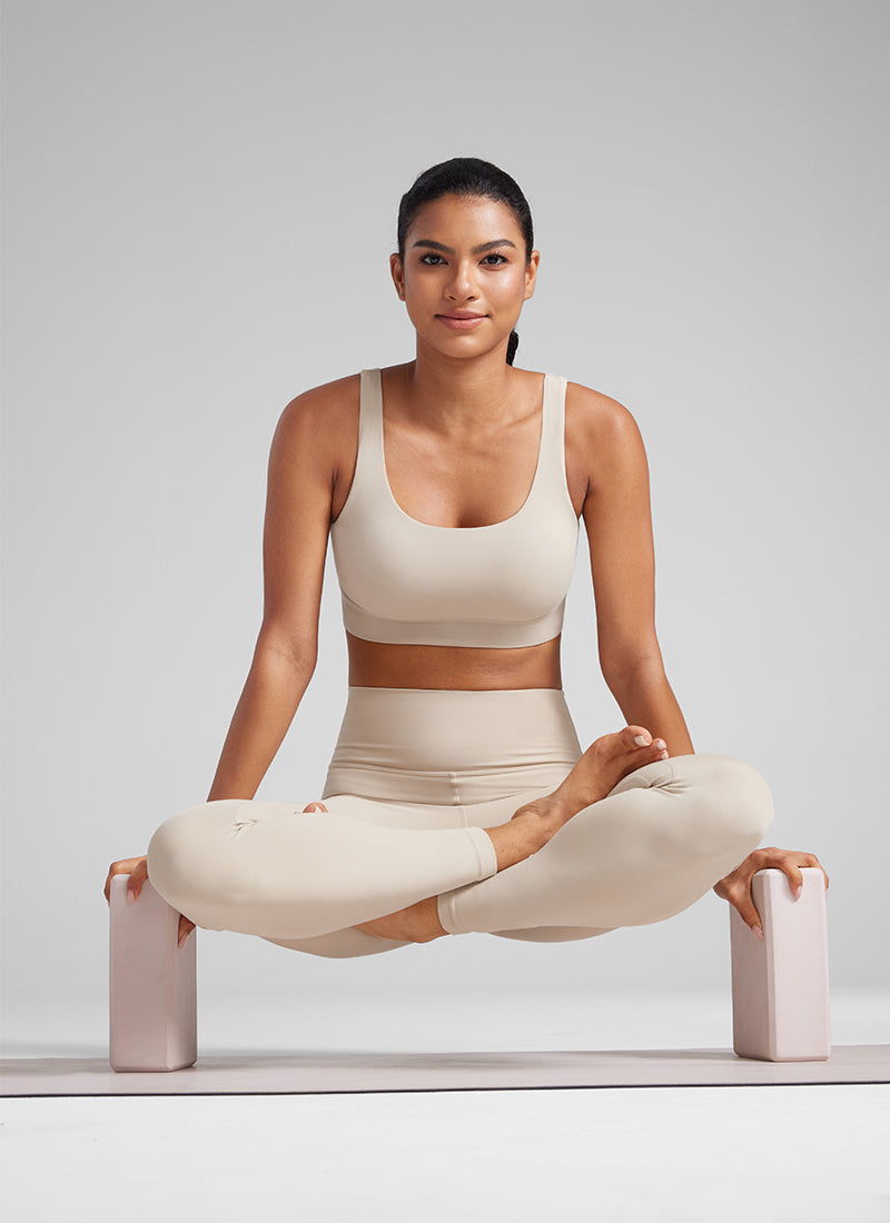 CRZ YOGA Women's Yoga Low Support Butterluxe Sport Bra U Back Longline Mojave Tan