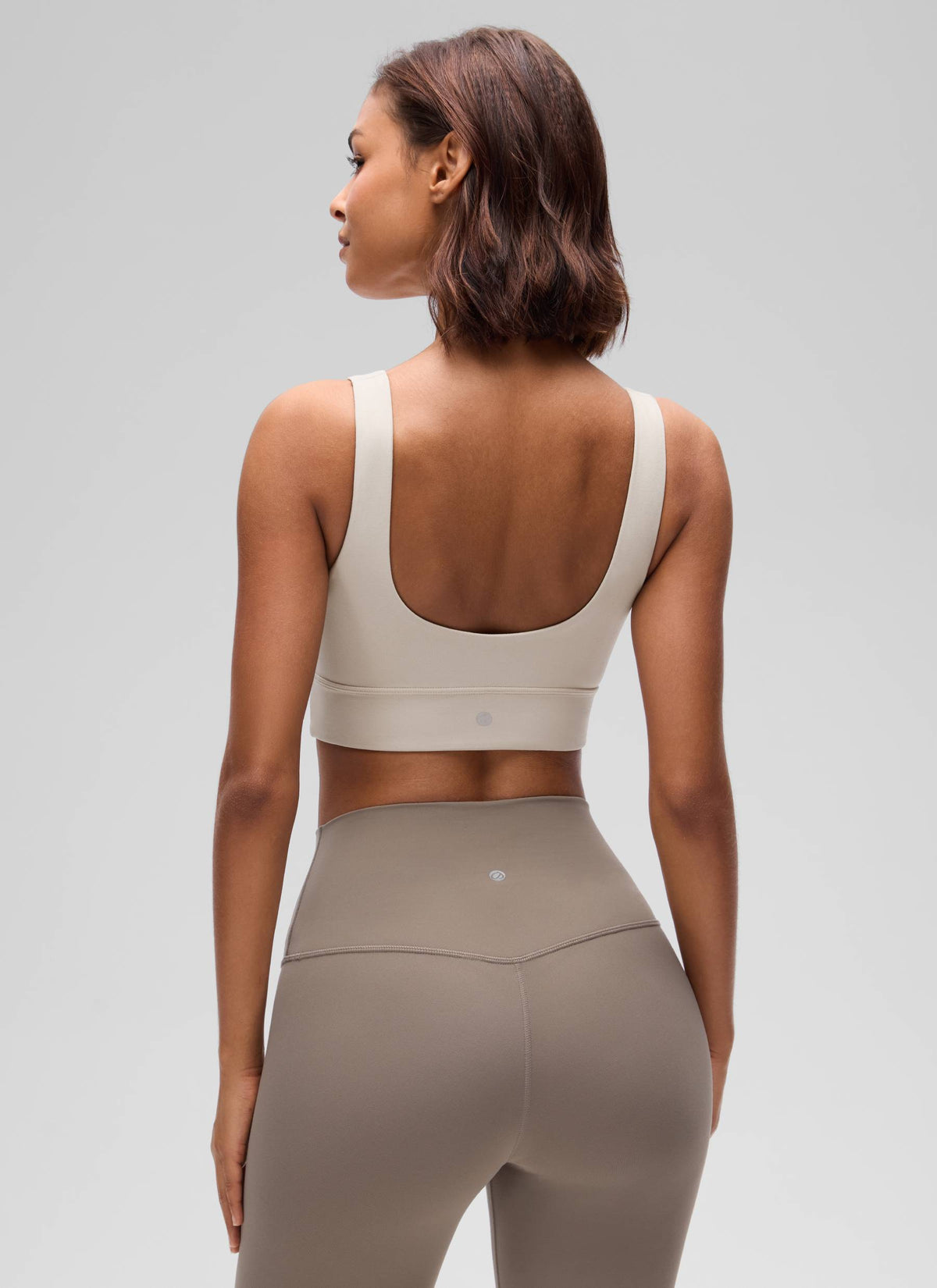 CRZ YOGA Women's Yoga Low Support Butterluxe Sport Bra U Back Longline Mojave Tan @model_info:Tati