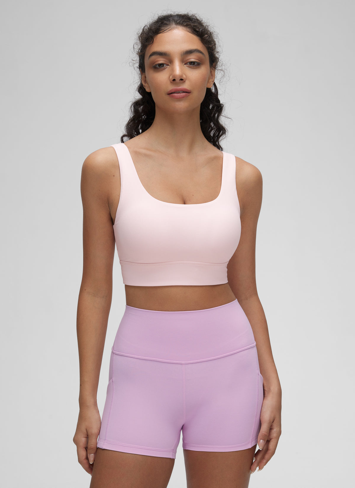 CRZ YOGA Women's Yoga Low Support Butterluxe Sport Bra U Back Longline Strawberry Pink @model_info:Anano