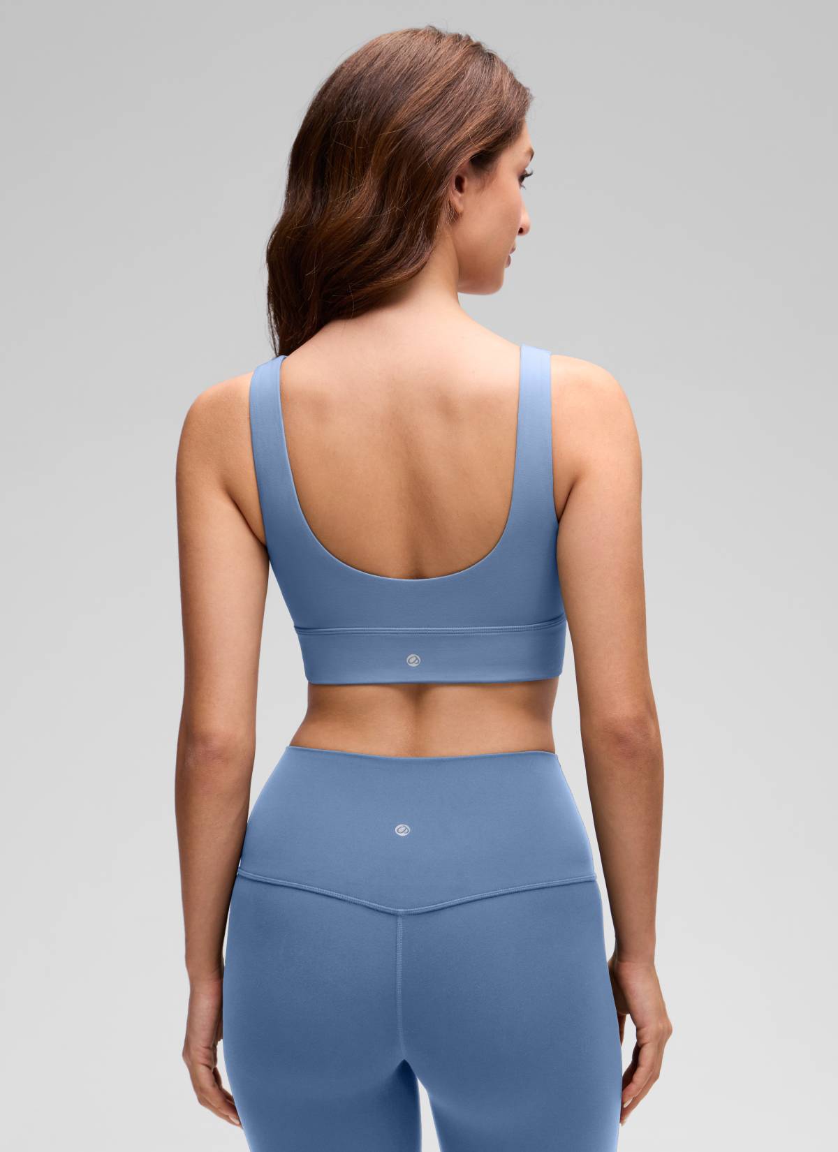 CRZ YOGA Dames Yoga Lage ondersteuning Butterluxe Sport-BH U-rug Longline Oasis Blue