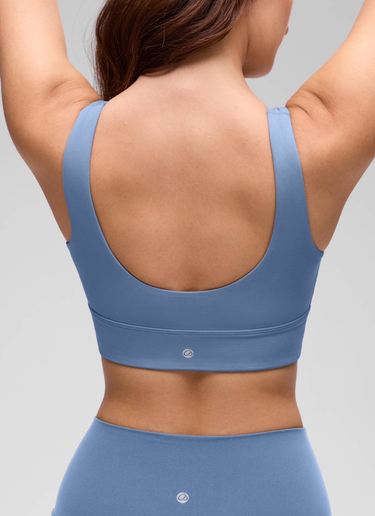 CRZ YOGA Dames Yoga Lage ondersteuning Butterluxe Sport-BH U-rug Longline Oasis Blue