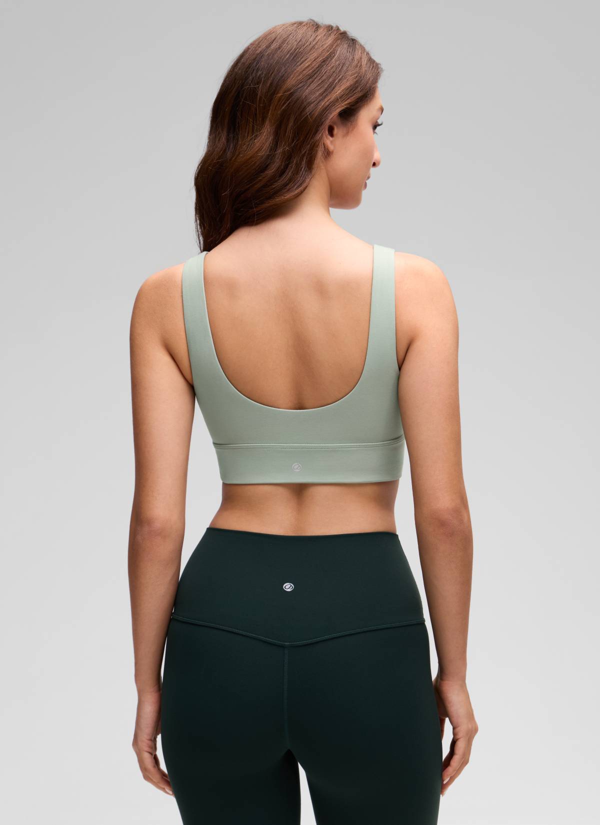 CRZ YOGA Women's Yoga Low Support Butterluxe Sport Bra U Back Longline Green Palm Court @model_info:Inga