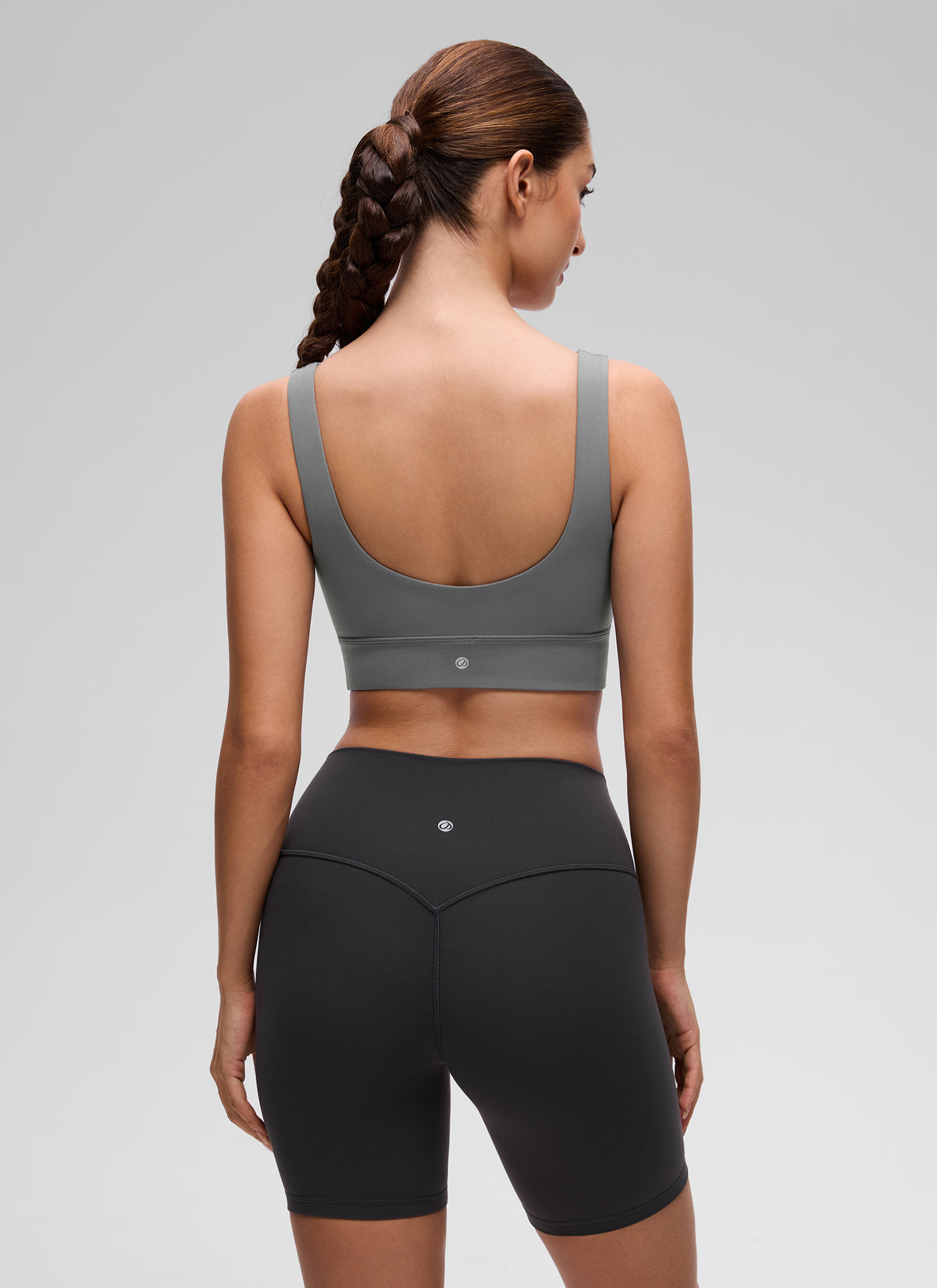 CRZ YOGA Women's Yoga Low Support Butterluxe Sport Bra U Back Longline Ash Grey @model_info:Inga
