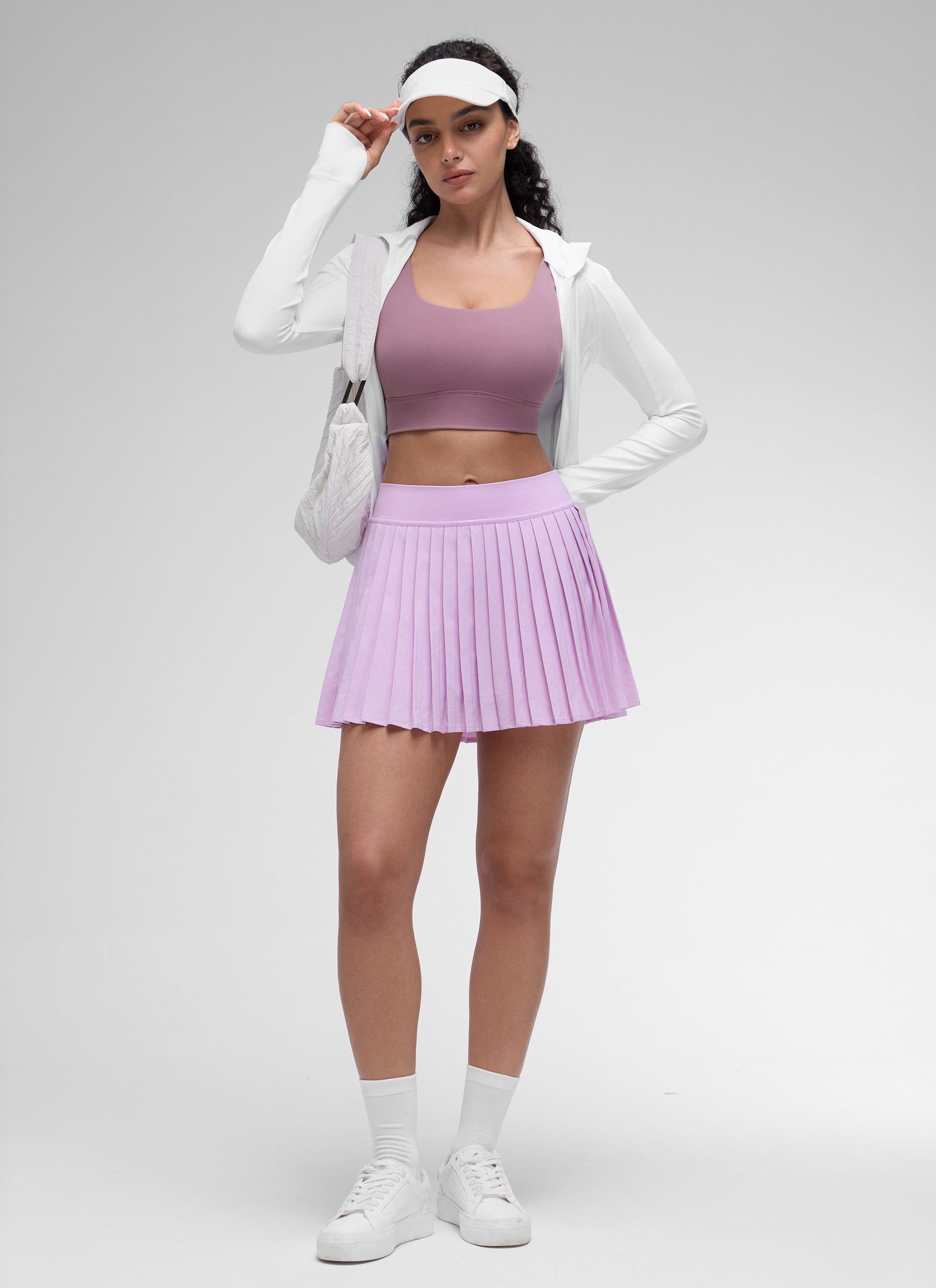 CRZ YOGA Dames Yoga Lage ondersteuning Butterluxe Sport-BH U-rug Longline Light Lavender