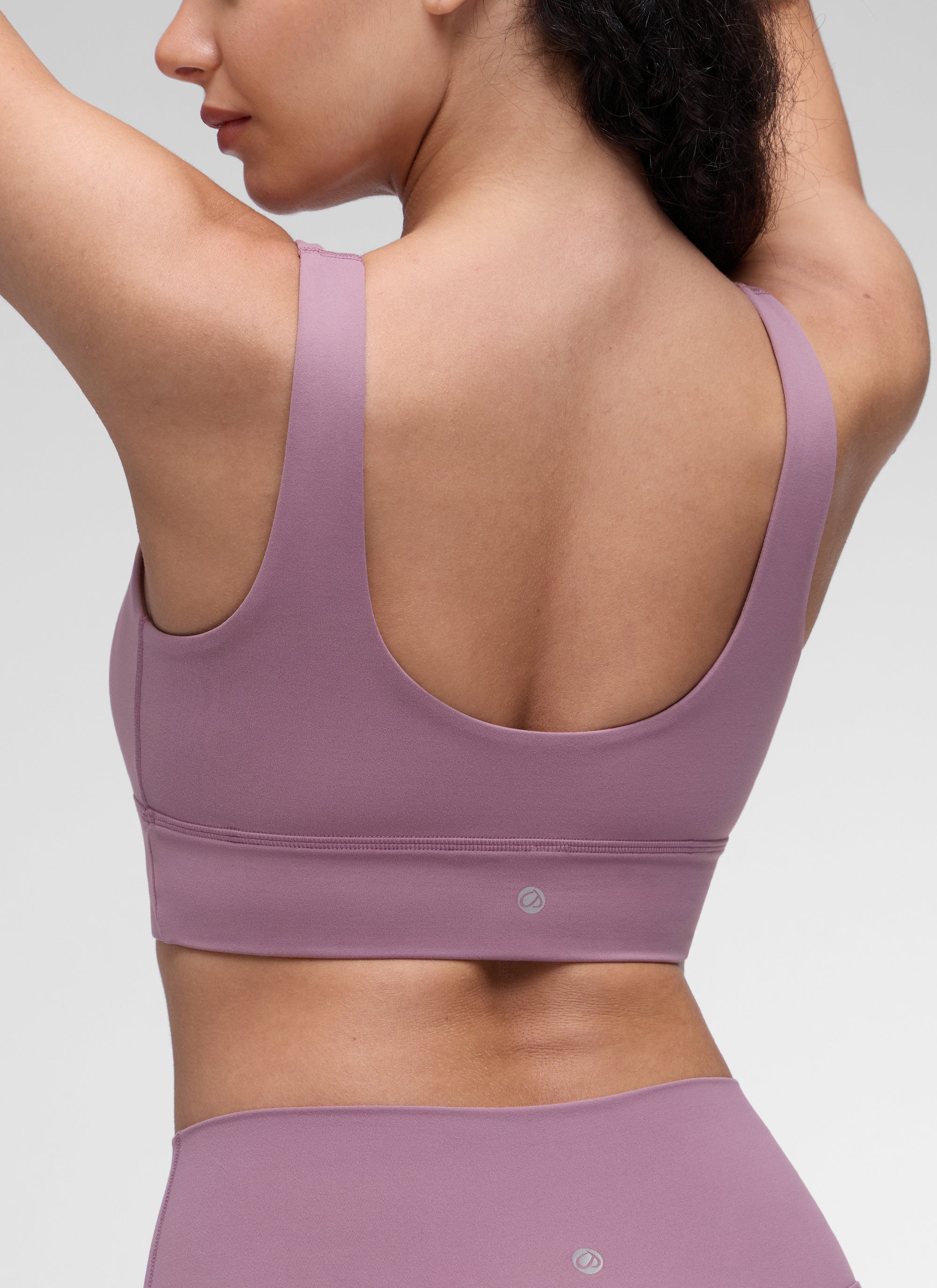 CRZ YOGA Dames Yoga Lage ondersteuning Butterluxe Sport-BH U-rug Longline Light Lavender