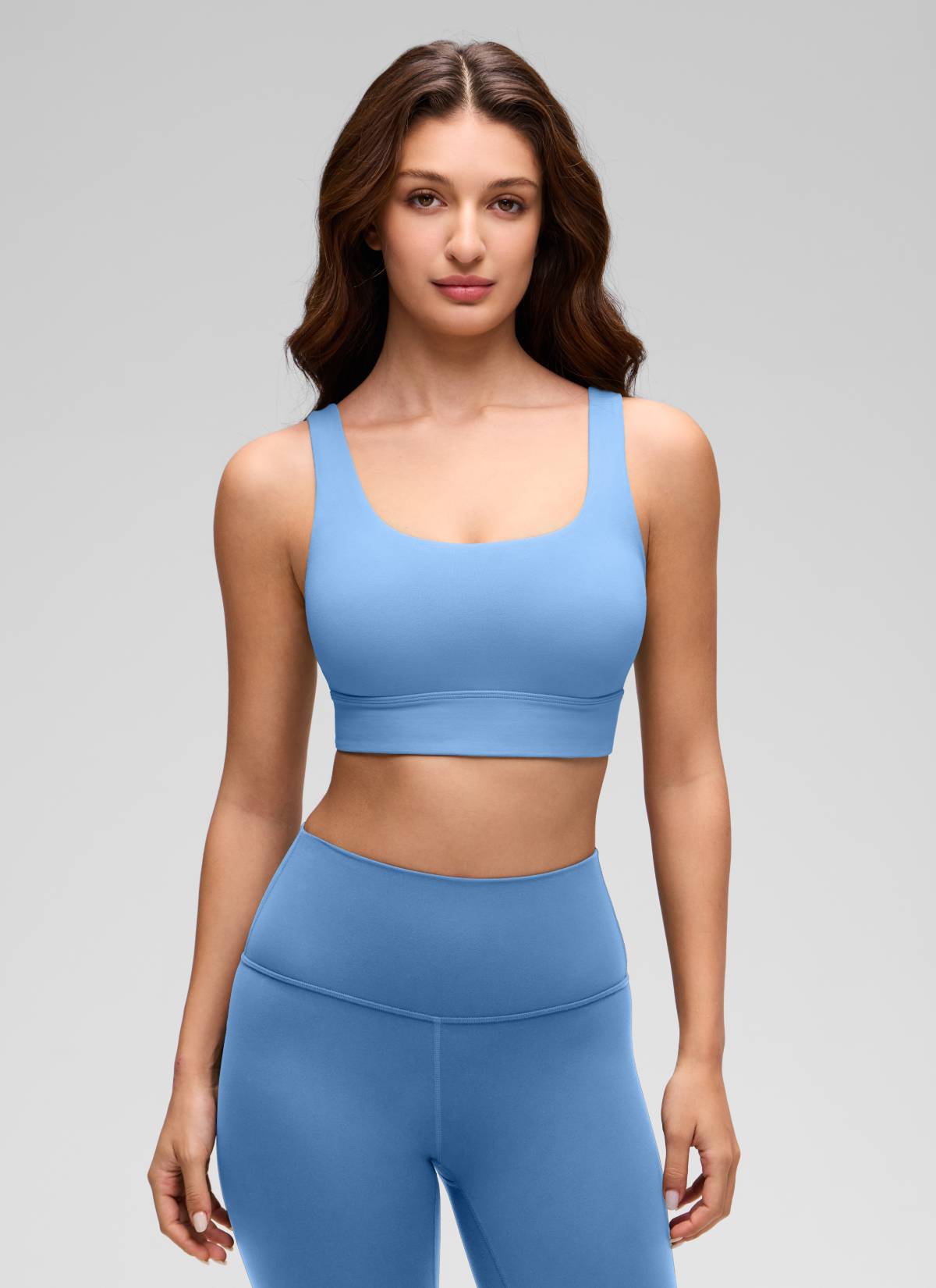 CRZ YOGA Women's Yoga Low Support Butterluxe Sport Bra U Back Longline Party Blue @model_info:Inga