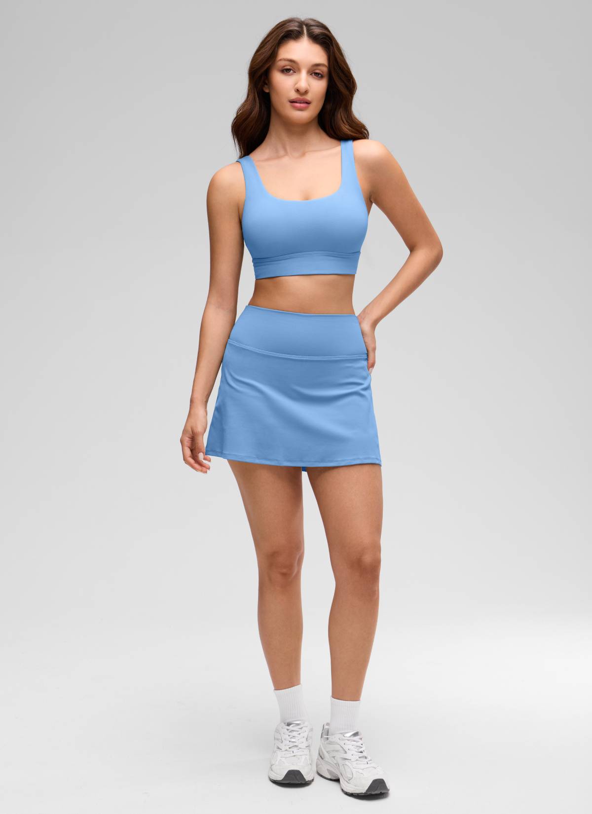 CRZ YOGA Women's Yoga Low Support Butterluxe Sport Bra U Back Longline Party Blue @model_info:Inga