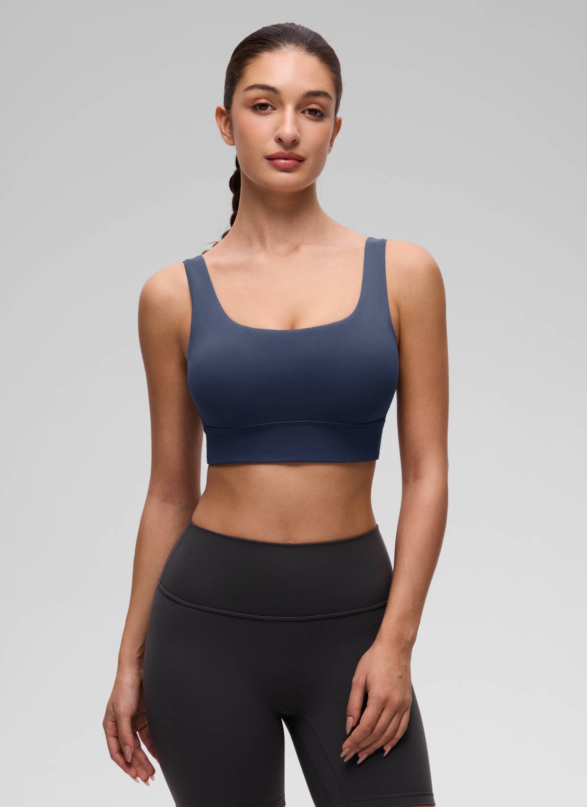 CRZ YOGA Women's Yoga Low Support Butterluxe Sport Bra U Back Longline Club Blue @model_info:Inga