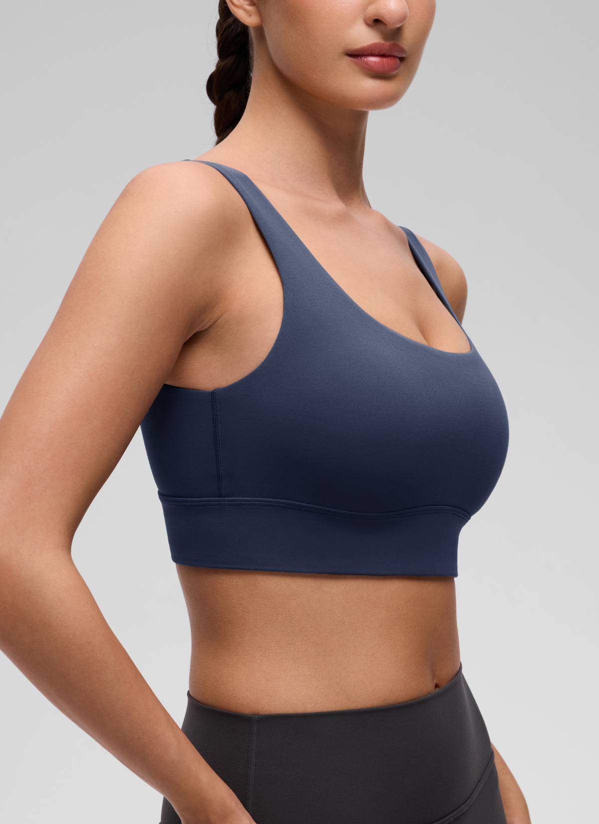 CRZ YOGA Women's Yoga Low Support Butterluxe Sport Bra U Back Longline Club Blue @model_info:Inga