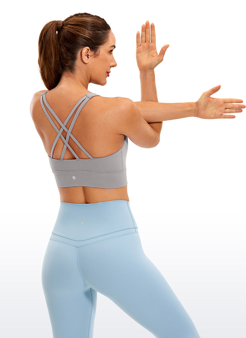 Soutien-gorge d'entraînement Butterluxe à maintien moyen et dos à bretelles pour femme CRZ YOGA Gull Gray