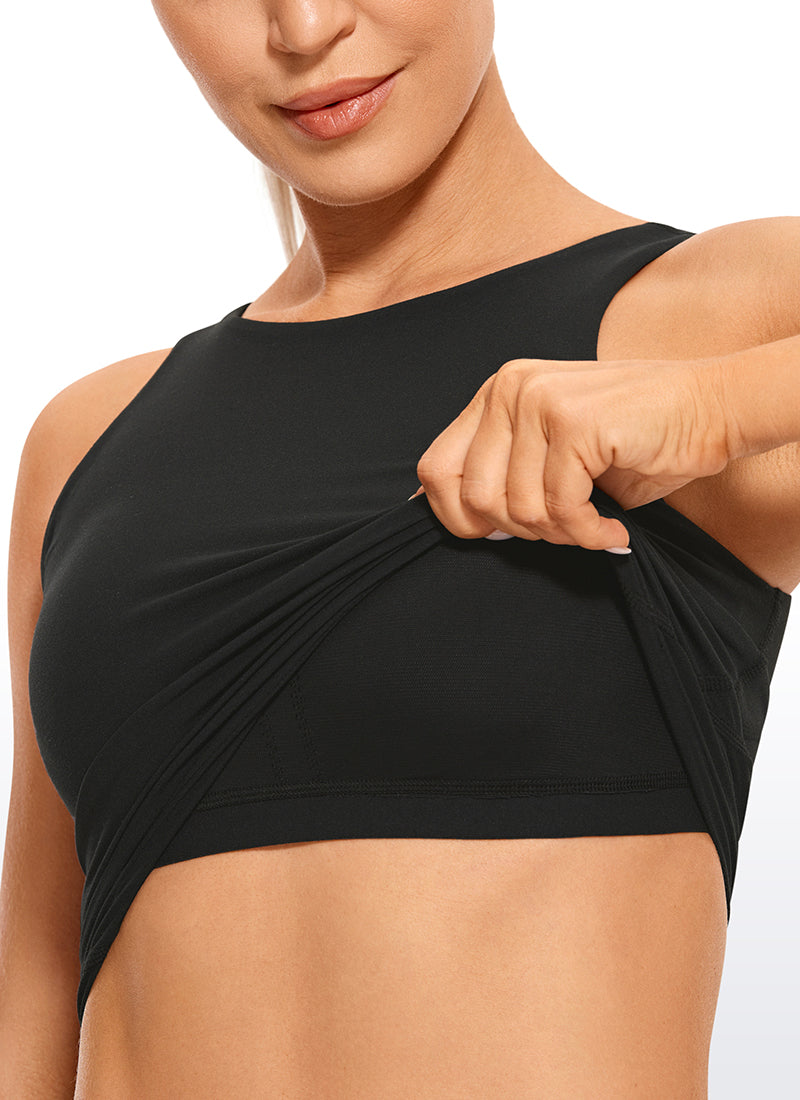 CRZ YOGA Women's Yoga Low Support Butterluxe High Neck Bra U Back Black @model_info:N