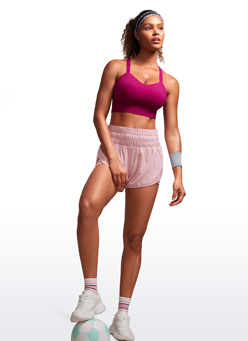 CRZ YOGA Sutien pentru femei Butterluxe, cu bretele, croi lung, cu bretele încrucișate și cupe modelate, culoare magenta-violet